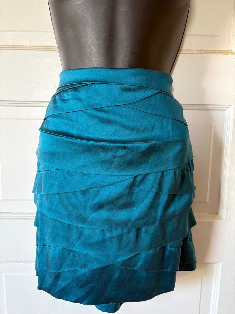 Diane Von Furstenberg Vintage Teal Tiered Ruffle Silk Skirt - Women